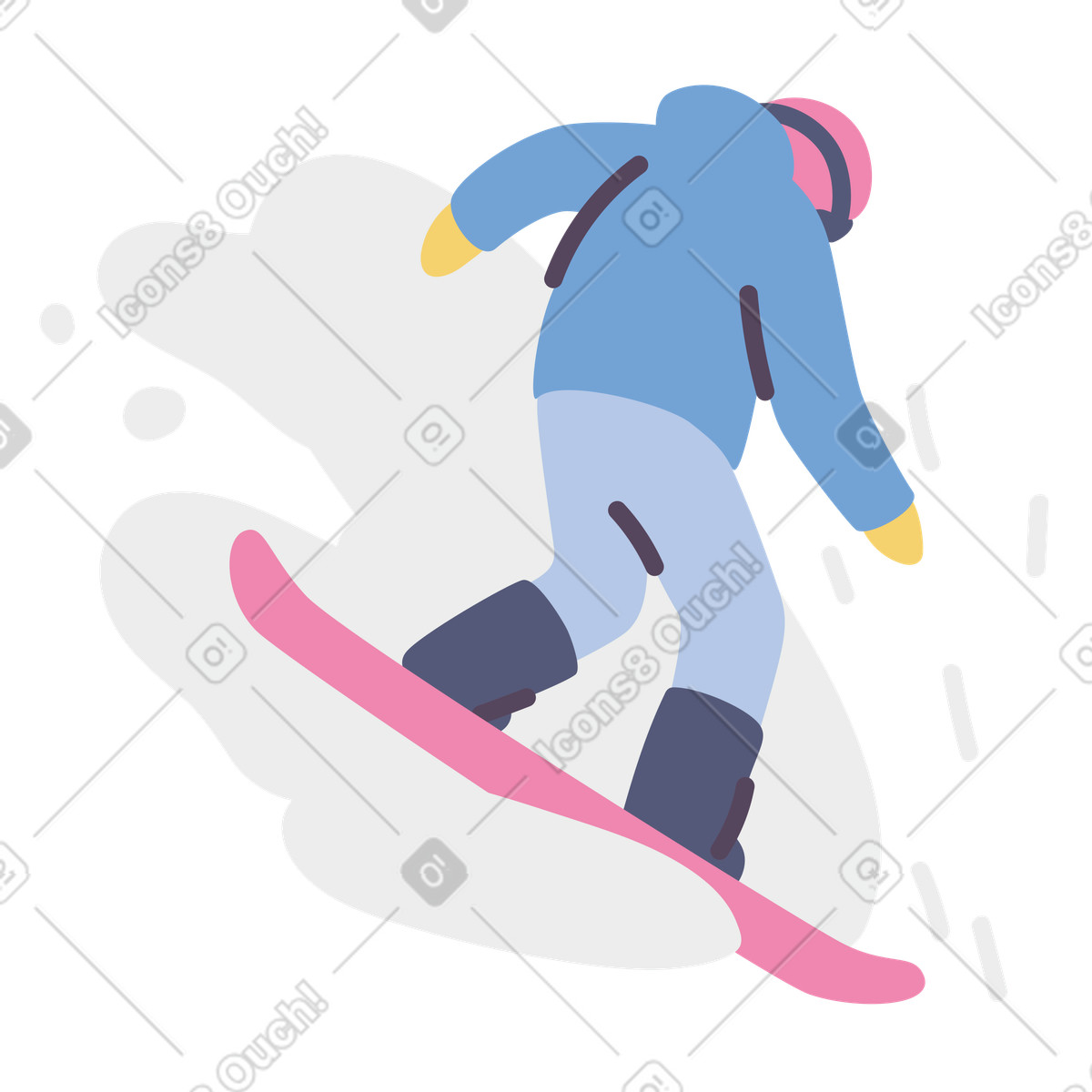 Illustration Homme de snowboard dans la neige le style Experimental à télécharger aux formats PNG, SVG