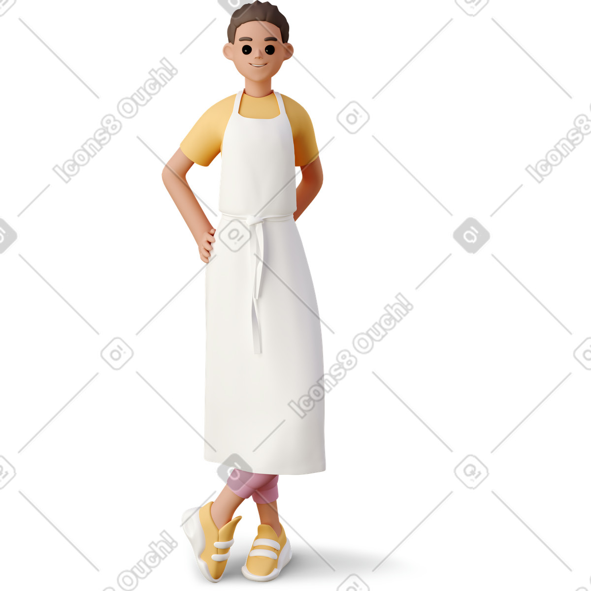 下载 3D Casual life 风格的 Girl with apron 插画，支持 PNG、SVG 格式