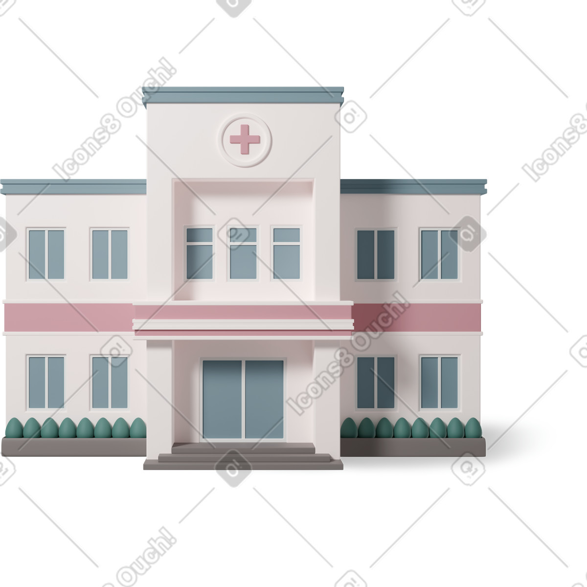 3D Casual life 스타일의 Hospital 일러스트레이션 PNG, SVG 다운로드