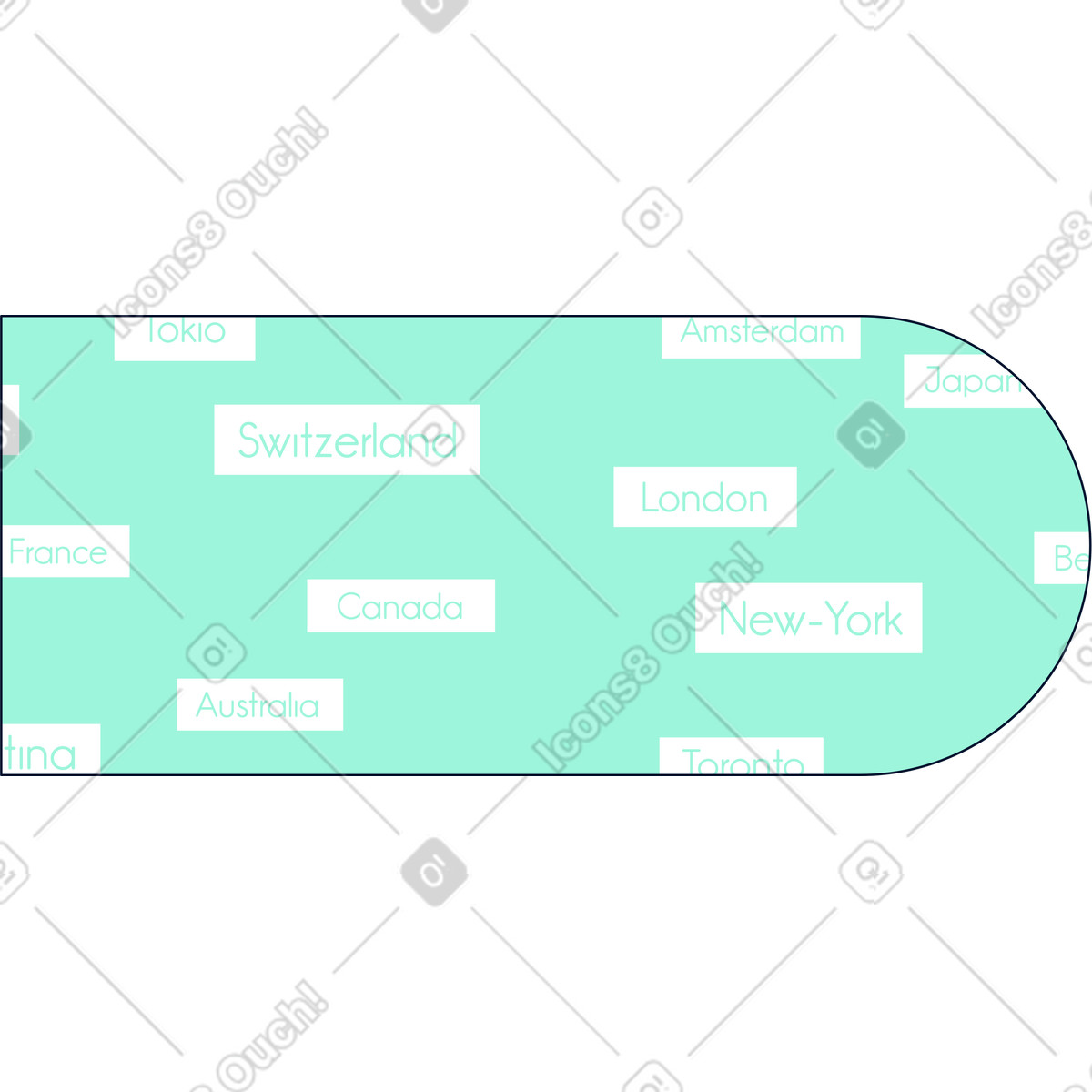 Illustration Contexte avec les pays dans le style Teal à télécharger aux formats PNG, SVG