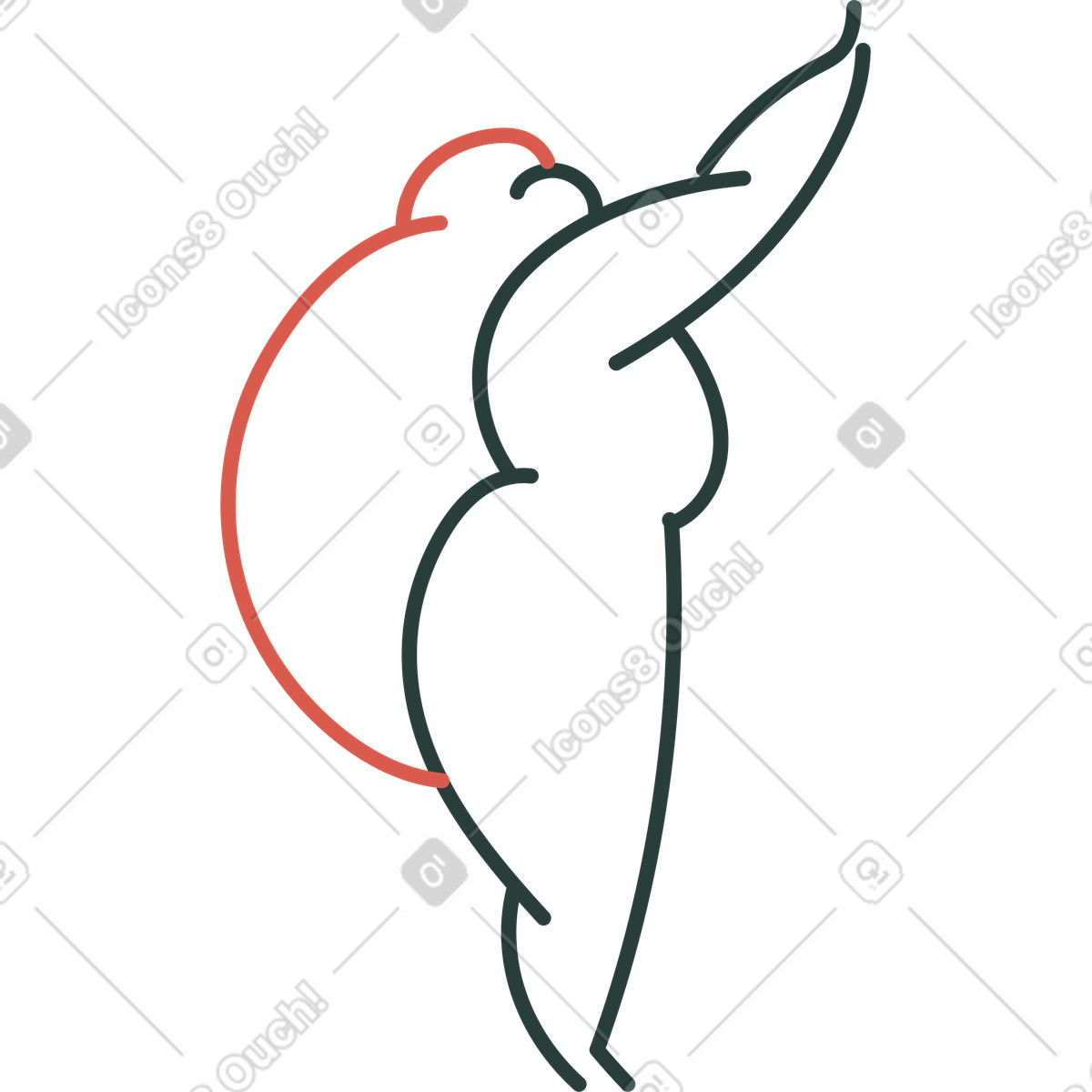 Dancer outline with raised arms and arched posture illustration in Macaroni style download in PNG, SVG