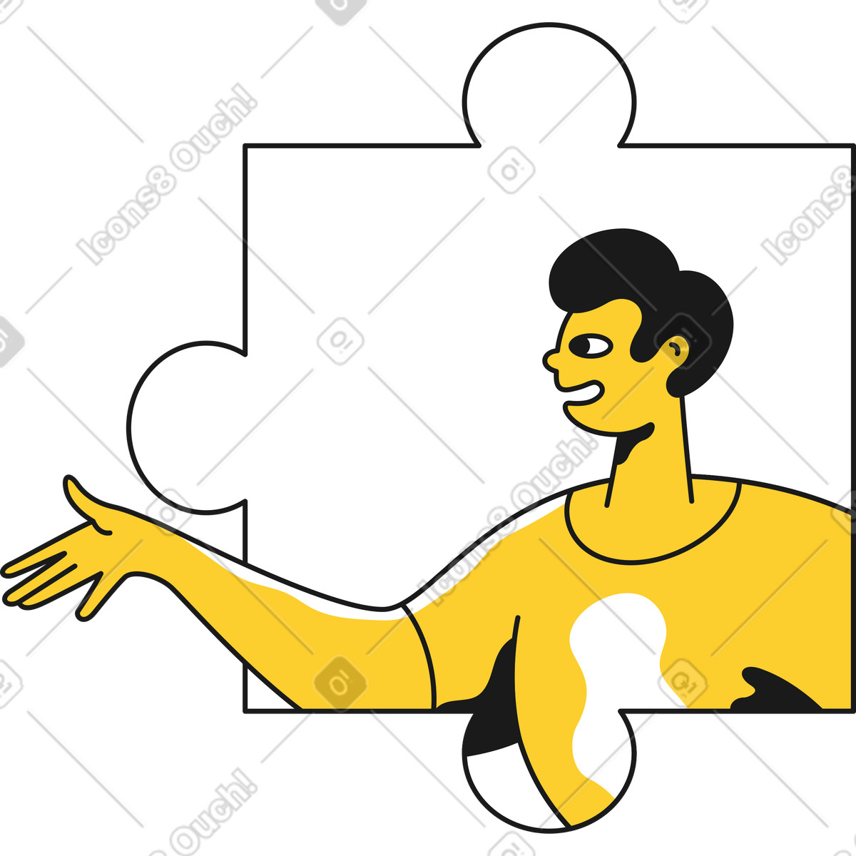 Taxi スタイルの パズルの男 のイラストをPNG、SVG形式でダウンロード