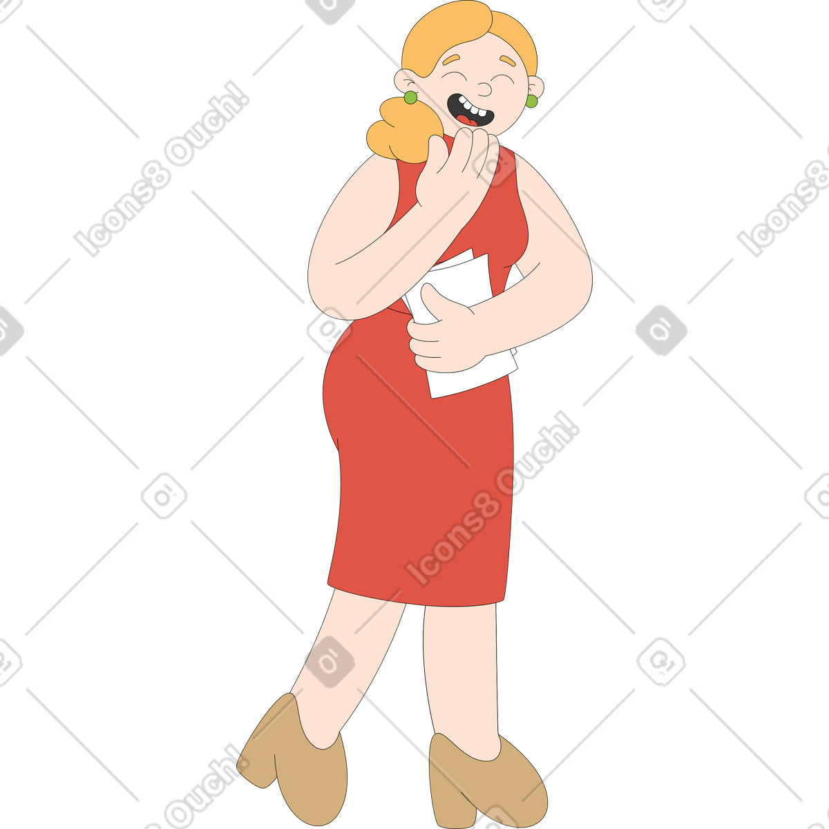 Illustration Femme avec des papiers dans le style Sitcom à télécharger aux formats PNG, SVG