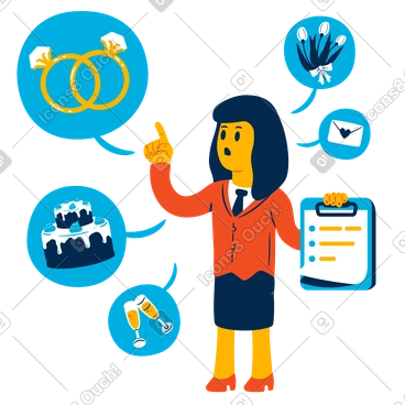 Wedding planner going through her checklist PNG, SVG