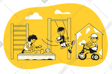 Children playing outside on playground PNG, SVG