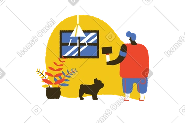 Handyman fixing window  PNG, SVG