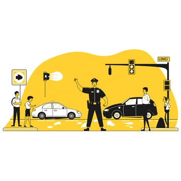 A police officer directing traffic at an intersection where a car accident occurred