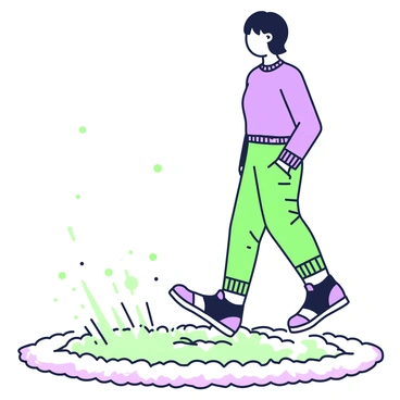 A person wearing wool socks, generating static sparks as they walk on a plush carpet