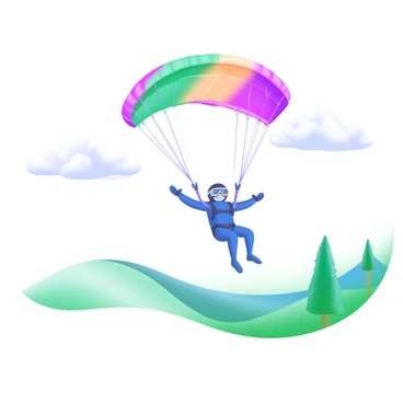 A parachute deploying mid-fall, showcasing the transition from free fall to gliding.