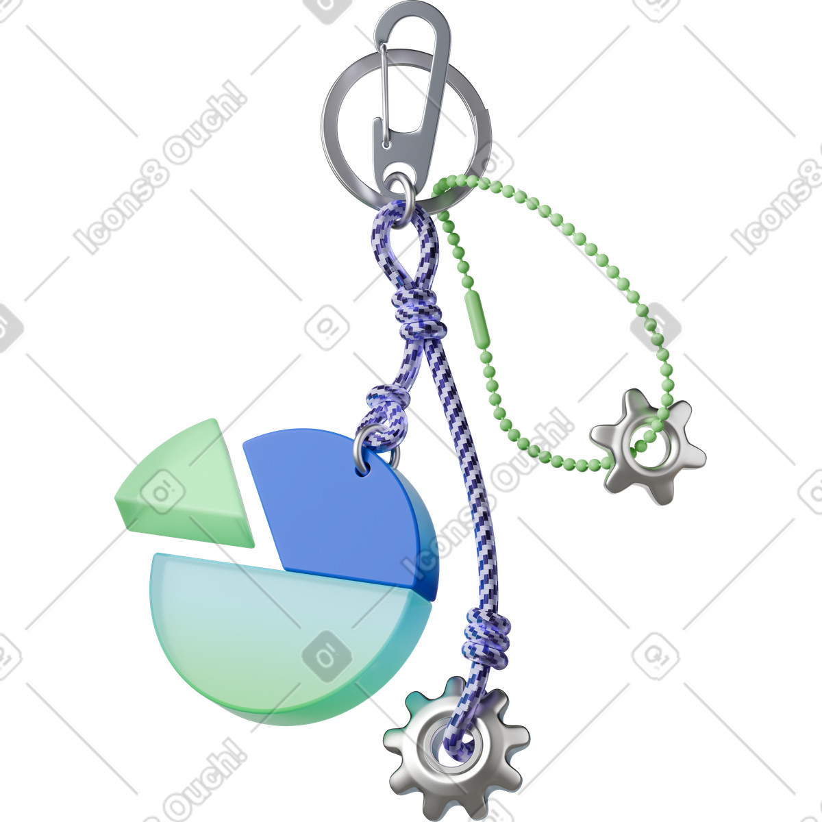 3D Hygge スタイルの Keychain with diagram and gears のイラストをPNG、SVG形式でダウンロード