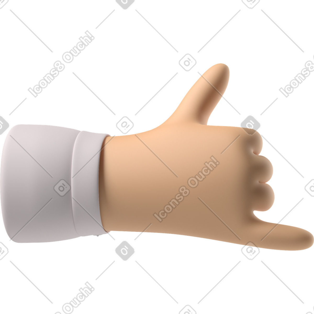 3D Hands Fun&Wild スタイルの 白い肌の手が私をサインと呼んでいます のイラストをPNG、SVG形式でダウンロード