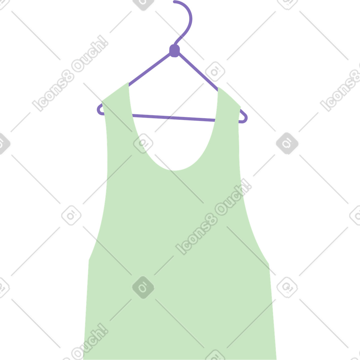 Ilustração de Top verde no cabide em estilo Marginalia para baixar em PNG, SVG