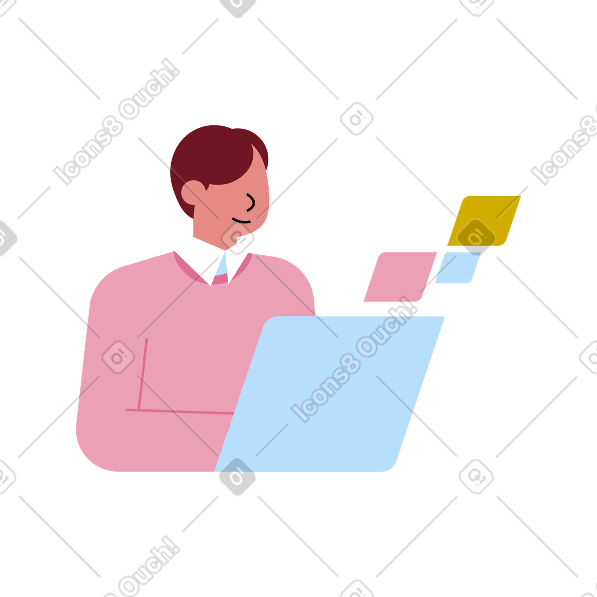Man is developing a digital project illustration in PNG, SVG