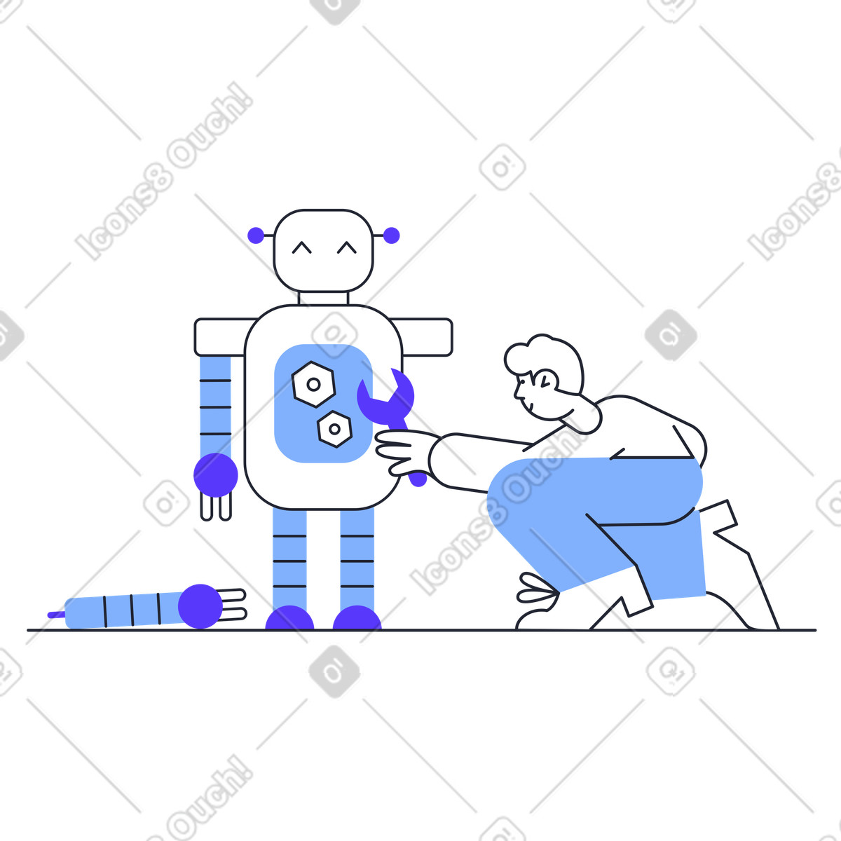 Illustration Fabriquer un robot dans le style Pablita à télécharger aux formats PNG, SVG