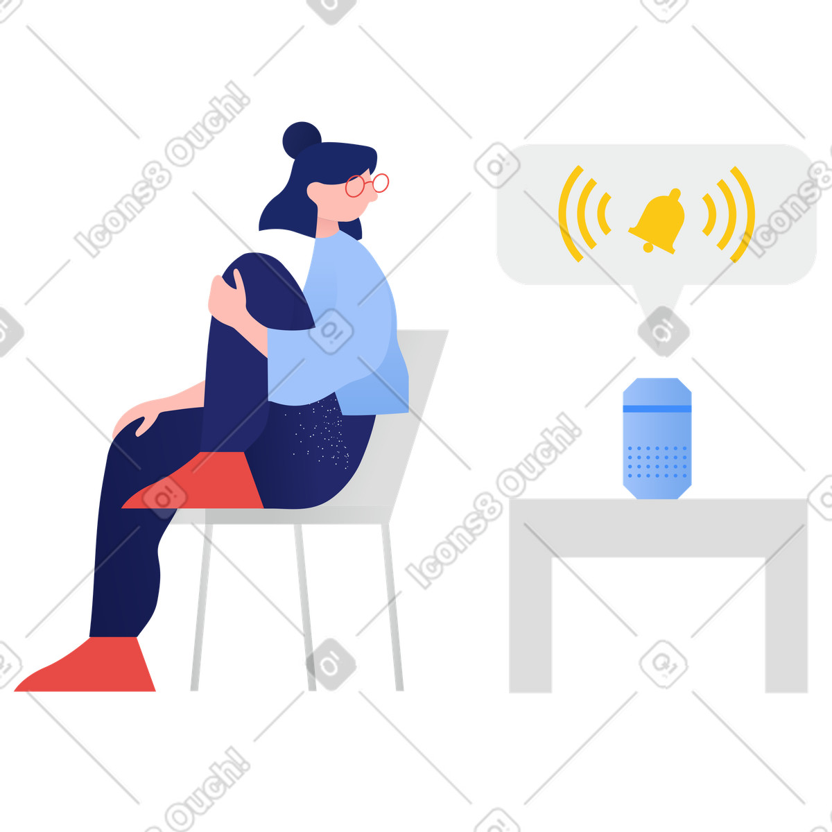 Ilustração de Alto-falante inteligente - notificação em no estilo Clip para baixar em PNG, SVG