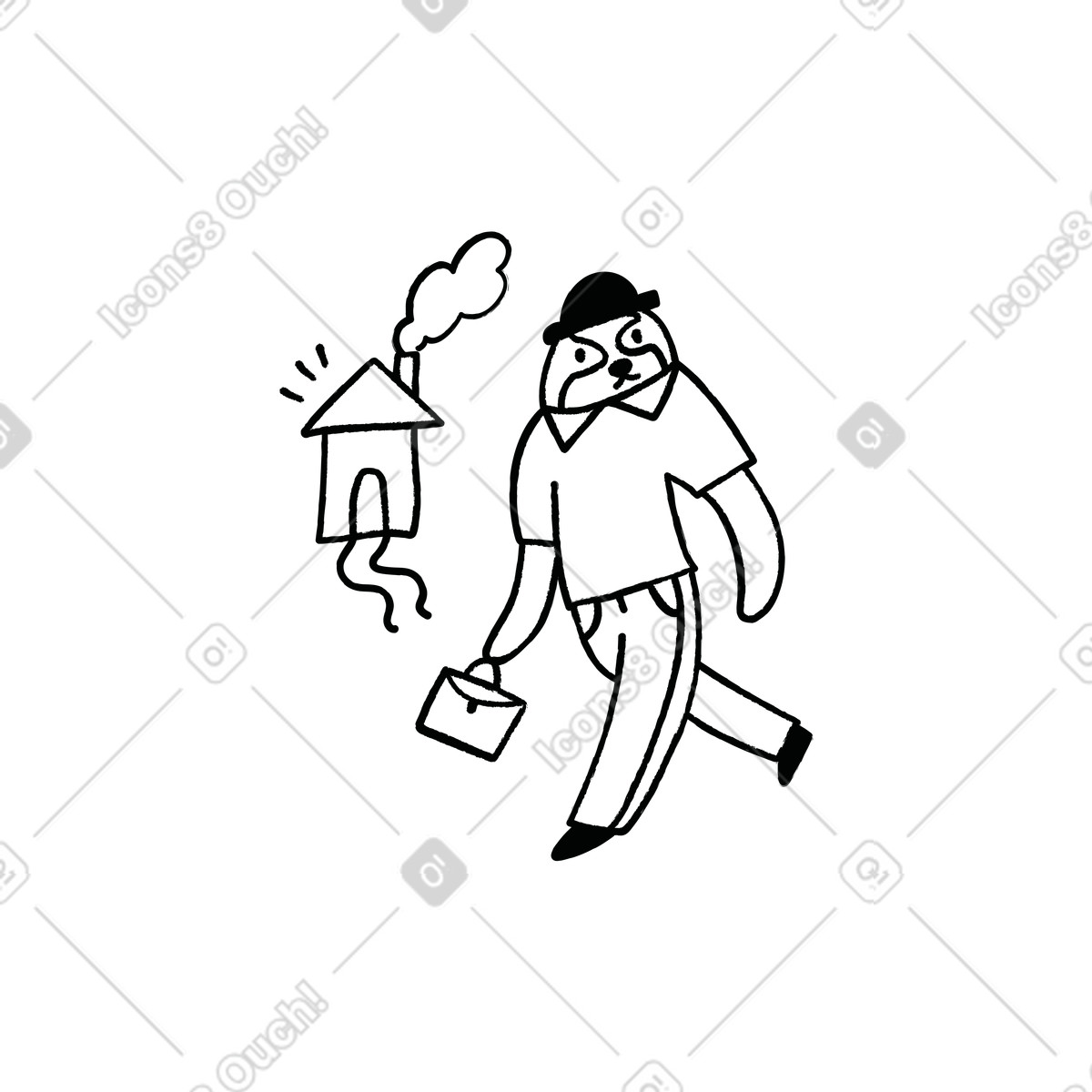 Cole スタイルの Character walking from home, Job commute and worker lifestyle のイラストをPNG、SVG形式でダウンロード
