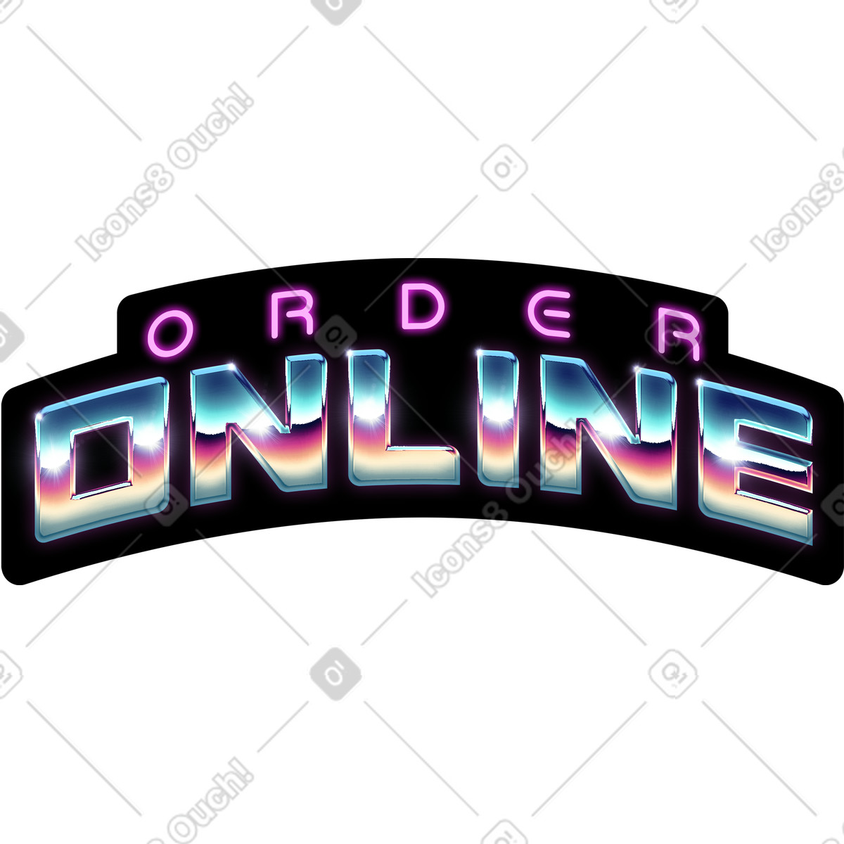 Lettering 스타일의 Retrowave 텍스트로 온라인 레터링 주문 일러스트레이션 PNG, SVG 다운로드