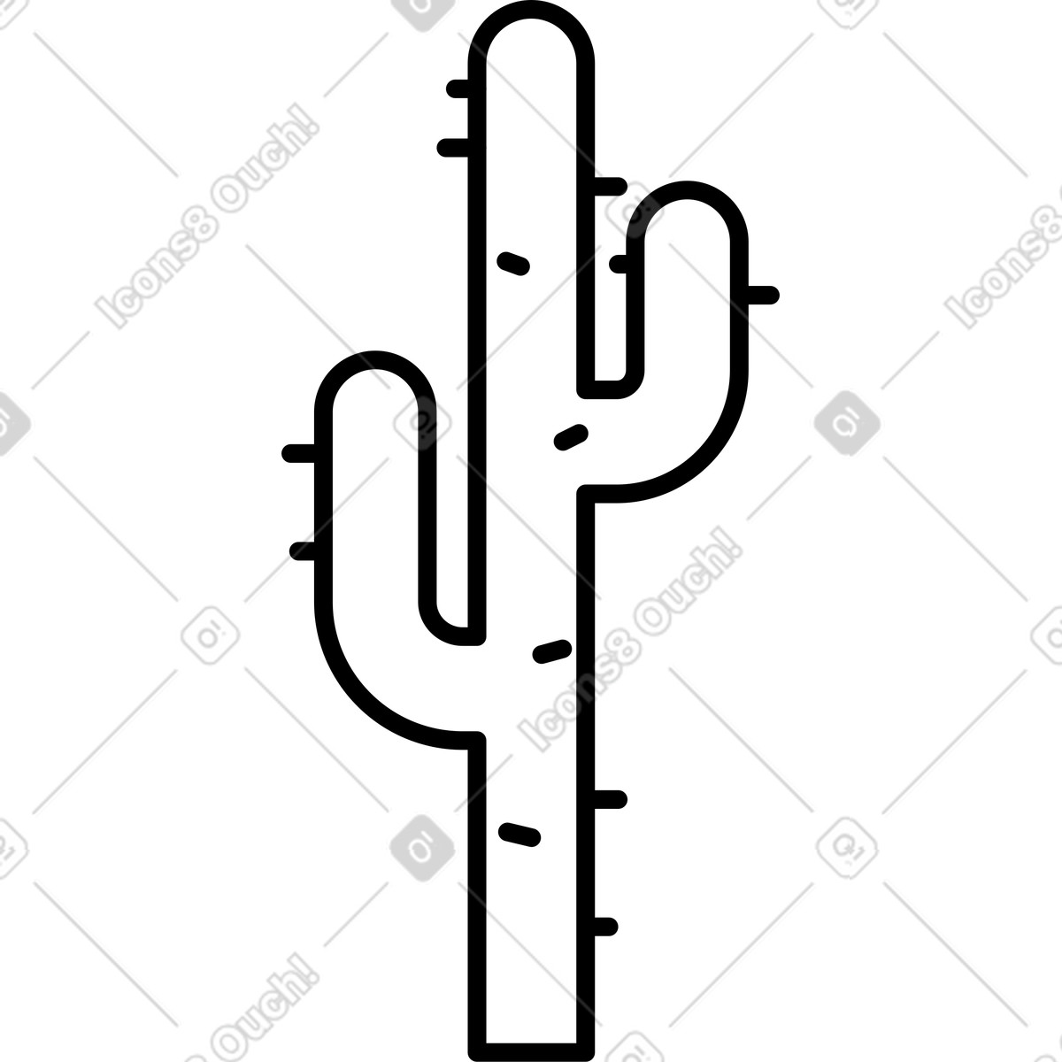 Cactus con spine illustrazione in stile Transistor scarica in PNG, SVG