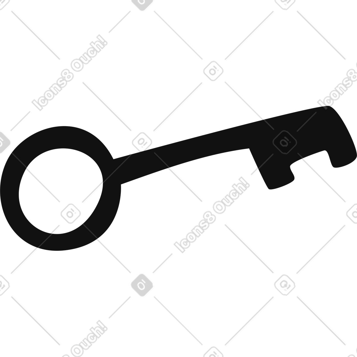 Illustration Key silhouette minimal shape with round bow and single tooth dans le style Organic à télécharger aux formats PNG, SVG