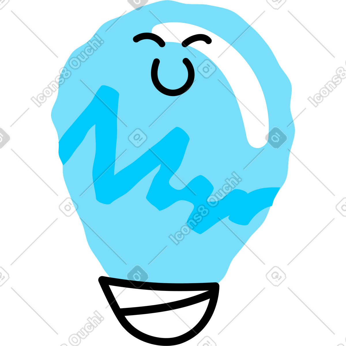 Lightbulb head illustration in Giggle style download in PNG, SVG
