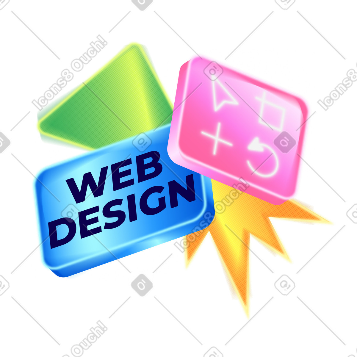 Lettering Web Design with toolbar text illustration in PNG, SVG