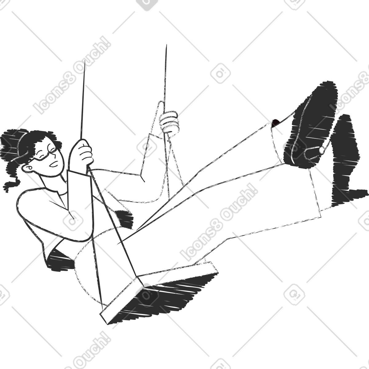 Illustration Femme sur une balançoire dans le style Graphite à télécharger aux formats PNG, SVG