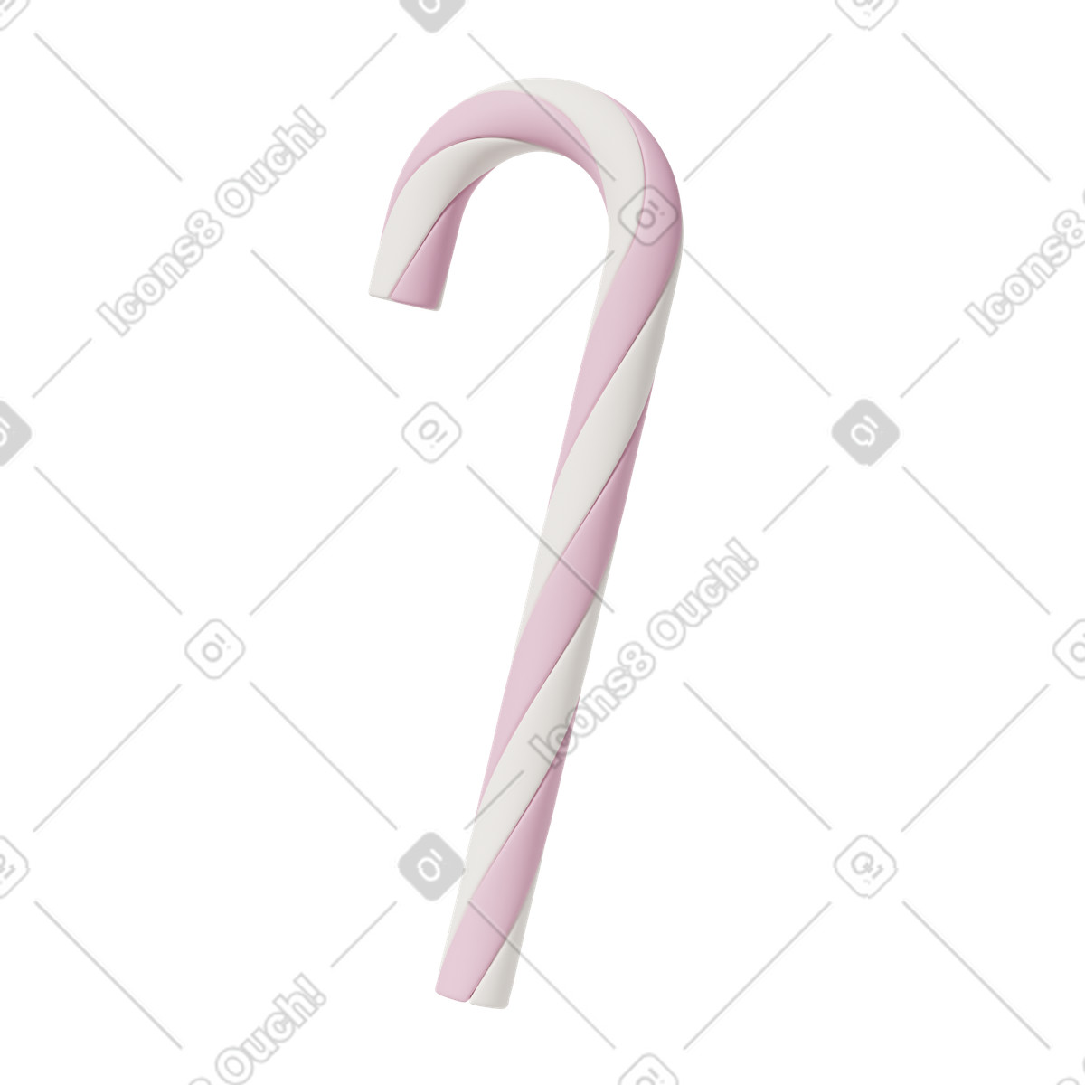 3D Casual life スタイルの Pink candy cane のイラストをPNG、SVG形式でダウンロード
