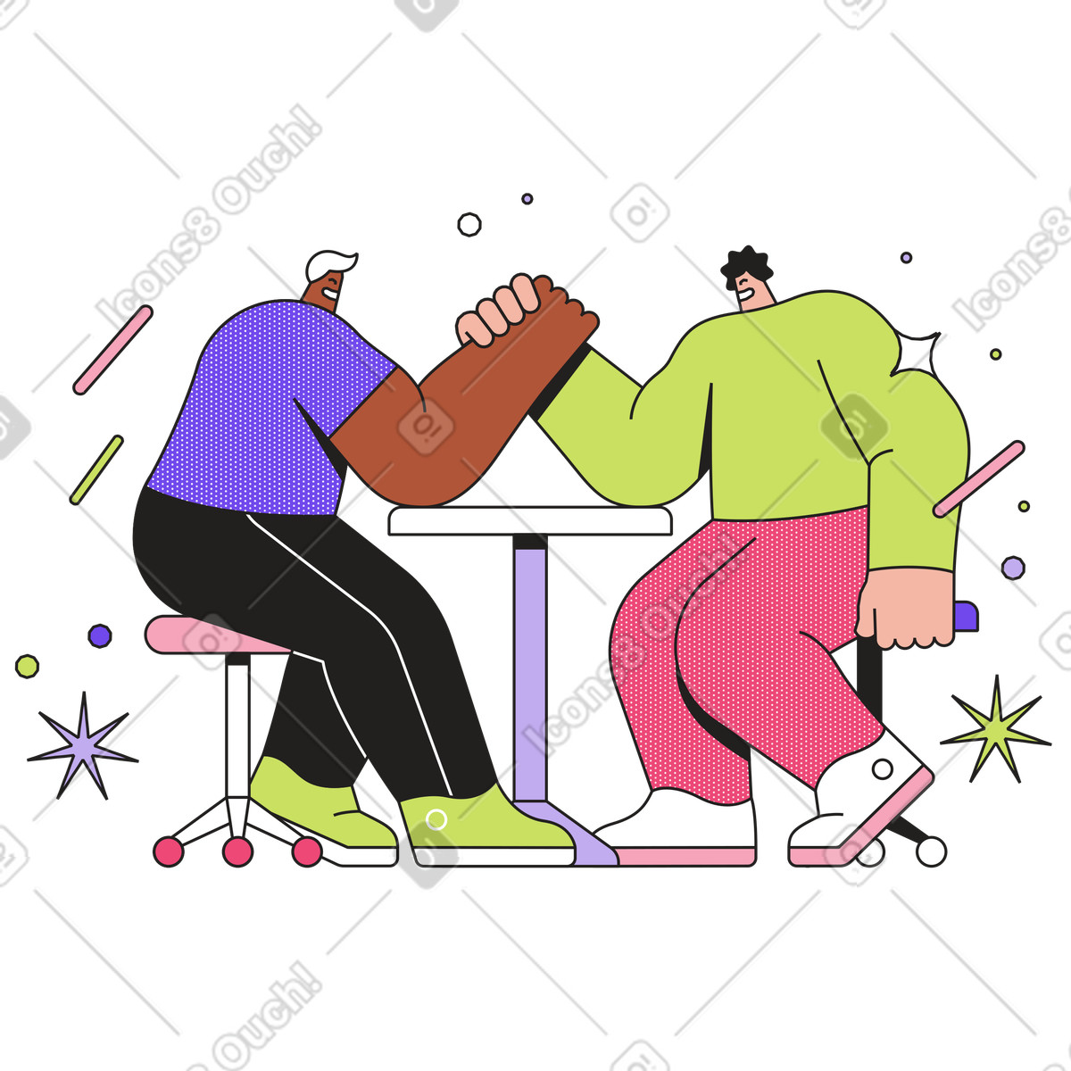 Dazzle スタイルの 腕相撲をする 2 人のライバル のイラストをPNG、SVG形式でダウンロード