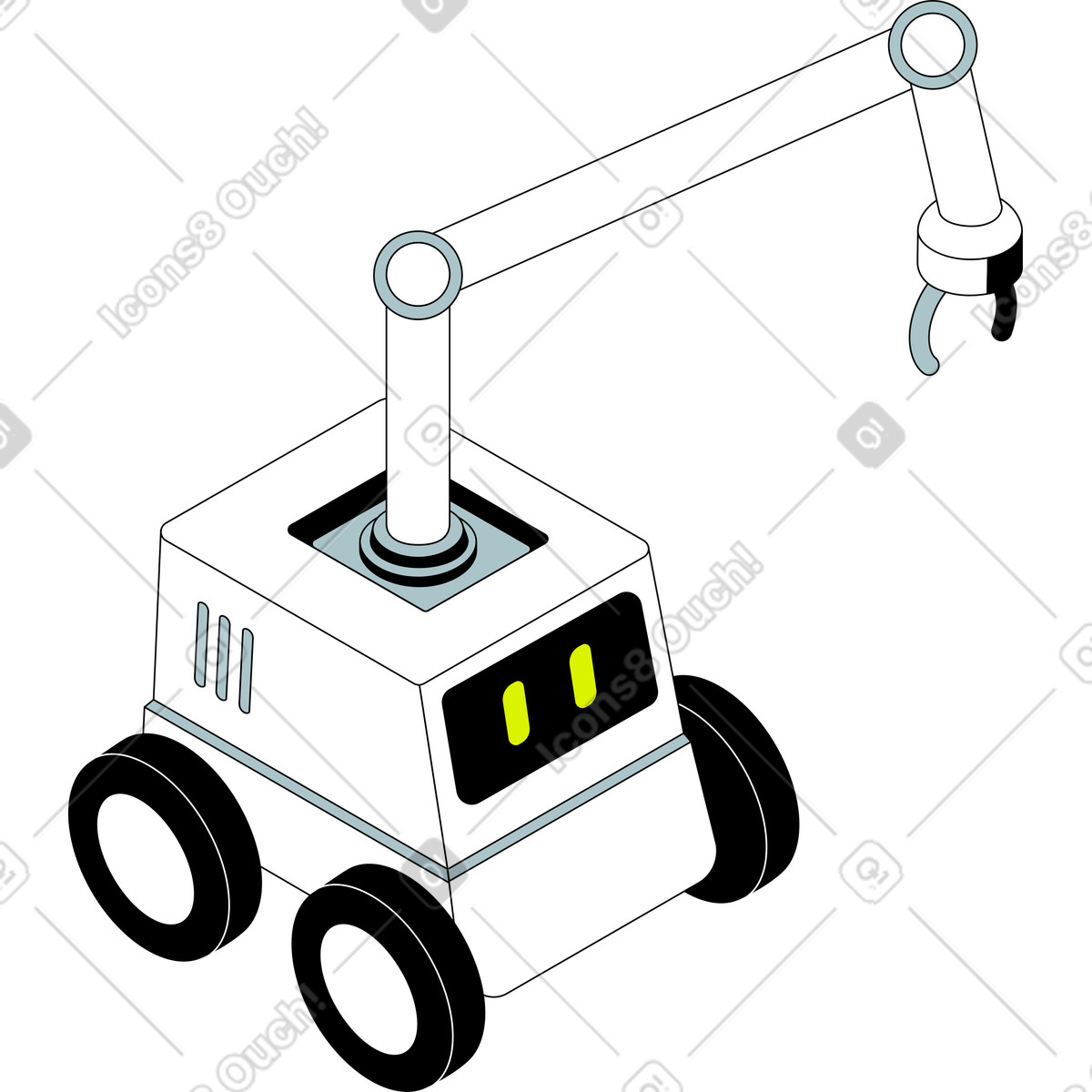 Robot con un manipolatore illustrazione in stile Isometric scarica in PNG, SVG