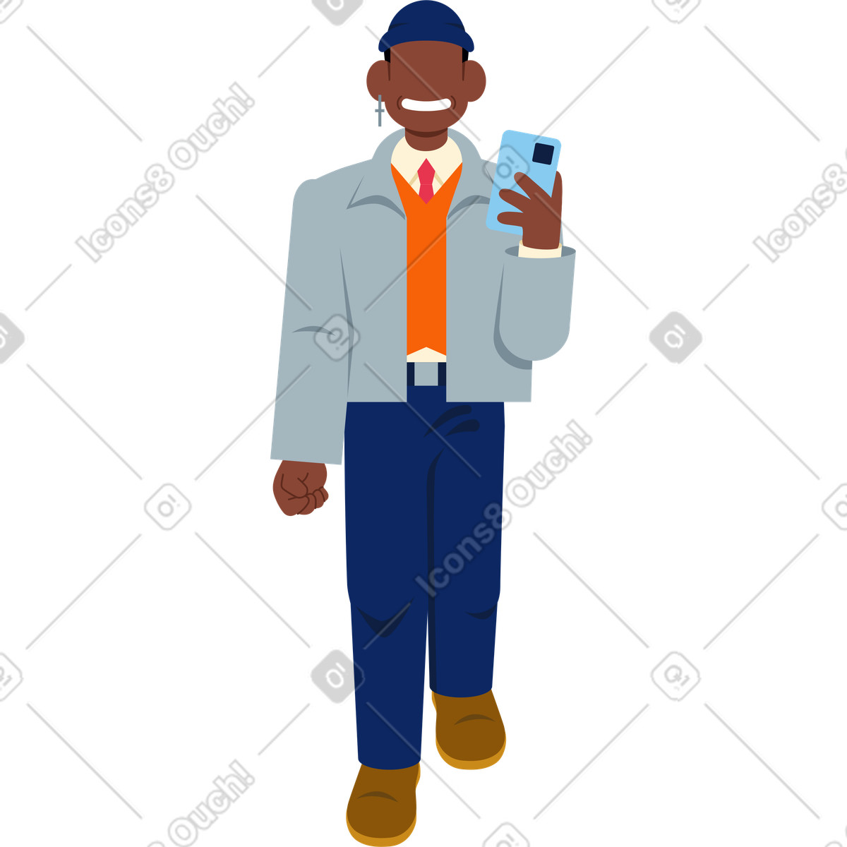 Ilustración Hombre mirando su teléfono en estilo Catchy a descargar en PNG y SVG