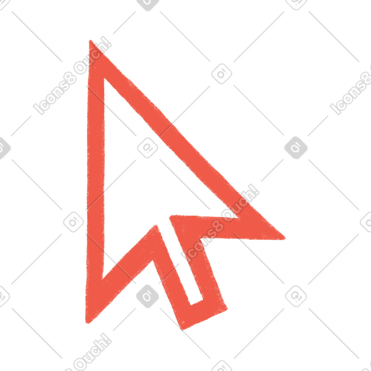 Mouse cursor with red outline illustration in Tutti style download in PNG, SVG