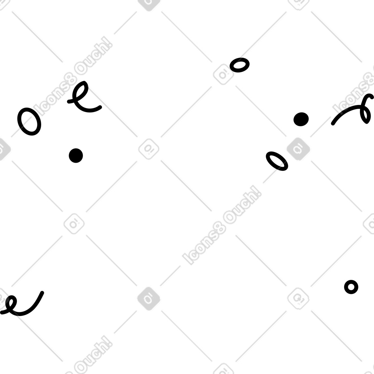 Confetti streamers bursting from party popper with falling paper pieces illustration in Notion Line Art style download in PNG, SVG