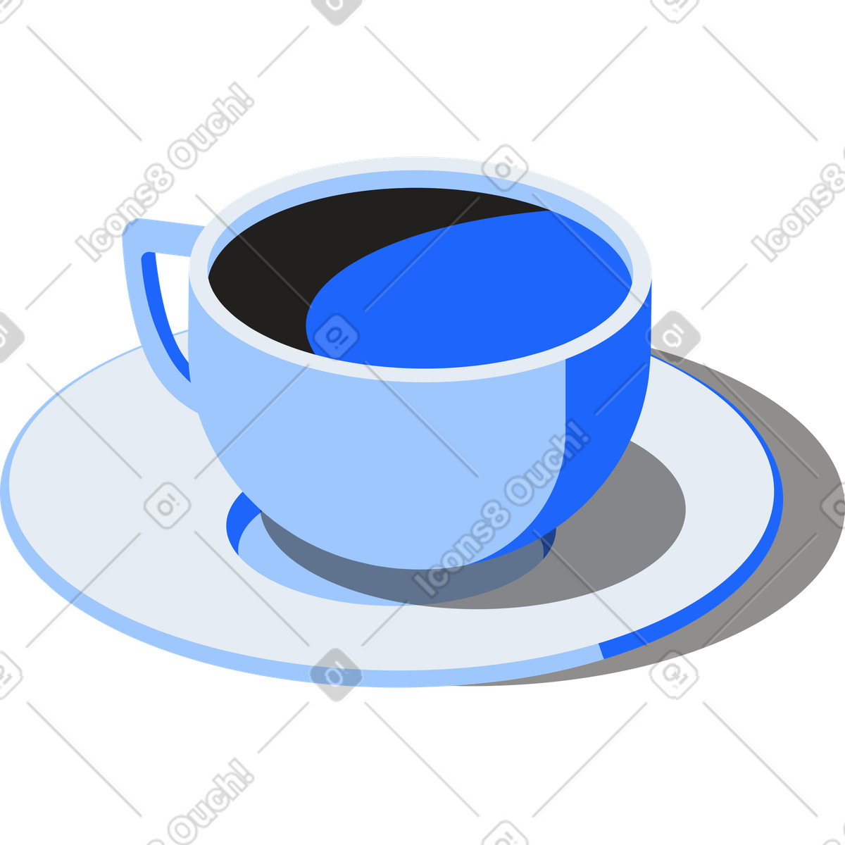 Tasse kaffee und eine untertasse-Illustration im Editorial-Stil als Download in PNG, SVG