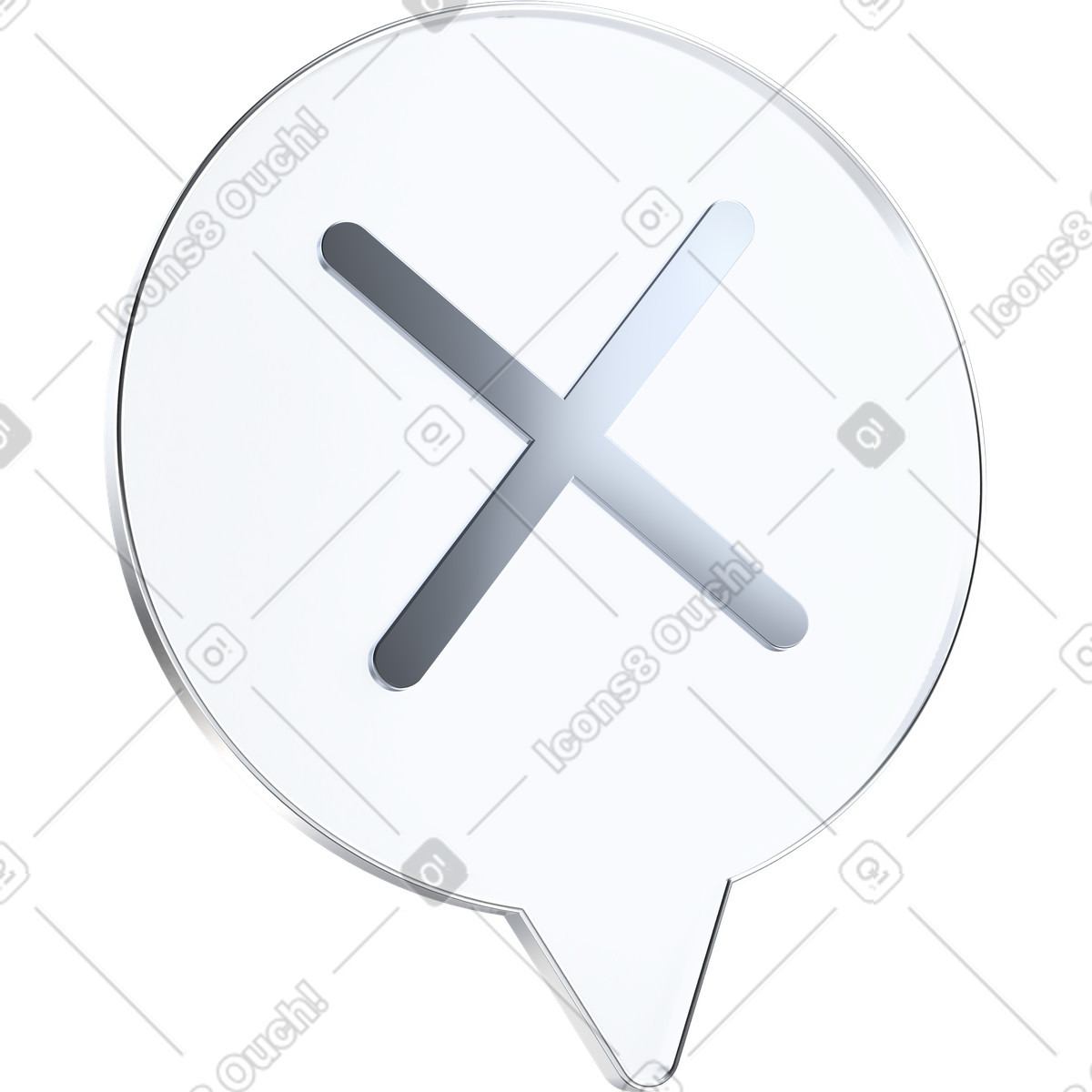 3D Pro スタイルの Close button message bubble icon for dismissing chat notification window のイラストをPNG、SVG形式でダウンロード