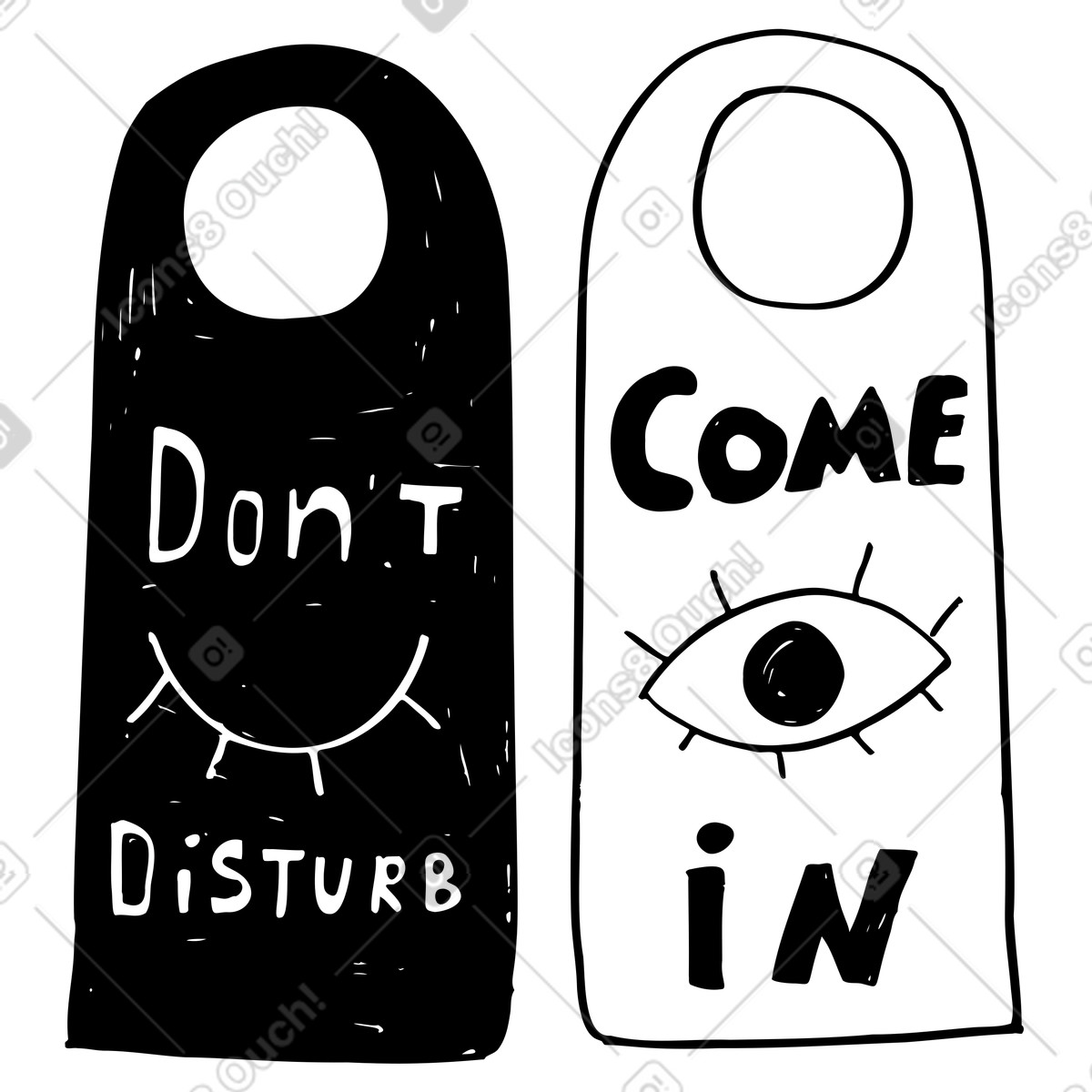 Door hanger, don't disturb and come in illustration Marks style download PNG, SVG