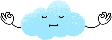 Cloud with hands and face is meditating PNG, SVG