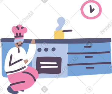 Chief waiting at the kitchen stove PNG, SVG