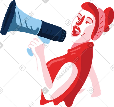 Woman with a loudspeaker PNG, SVG
