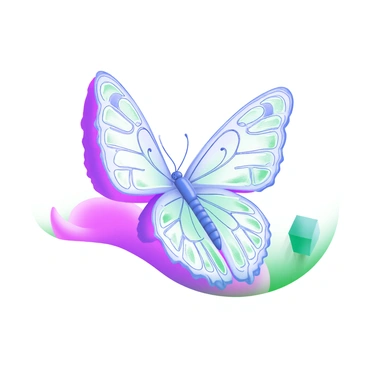 A butterfly with "intricately designed" wings created in "line art" style. The wings display elaborate patterns, featuring delicate swirls and geometric shapes. The body of the butterfly is slender, with fine details that complement the intricate wing designs. The butterfly is positioned in a gentle flight pose, with one wing slightly raised and the other lowered, creating a sense of movement. The background is simple, emphasizing the detailed line art of the butterfly.