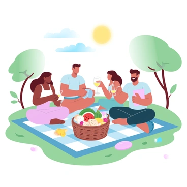 Friends sharing a picnic lunch on a sunny day in a grassy park