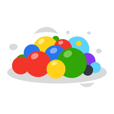 Spheres that appear to be popping out from the surface of the illustration