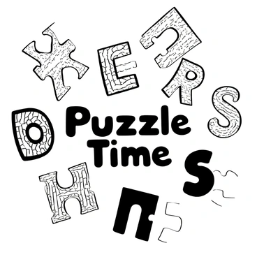 A close-up view of a puzzle spread out on a flat surface, with pieces in the shapes of unique letters. Each letter piece is intricately designed with various patterns. Some of the pieces are interlocked, showcasing how they fit together seamlessly, while others are scattered around the main assembly. The background is a textured surface that adds depth to the image. The words "Puzzle Time" are prominently displayed in the center, inviting engagement.