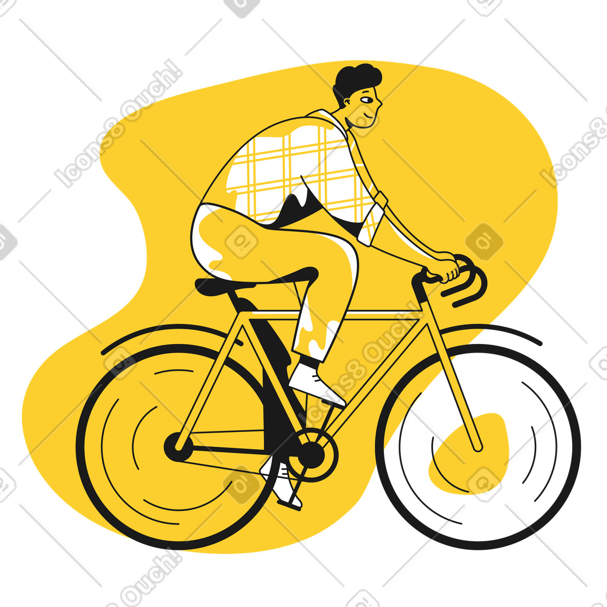 下载 Taxi 风格的 格子衬衫的骑自行车者 插画，支持 PNG、SVG 格式