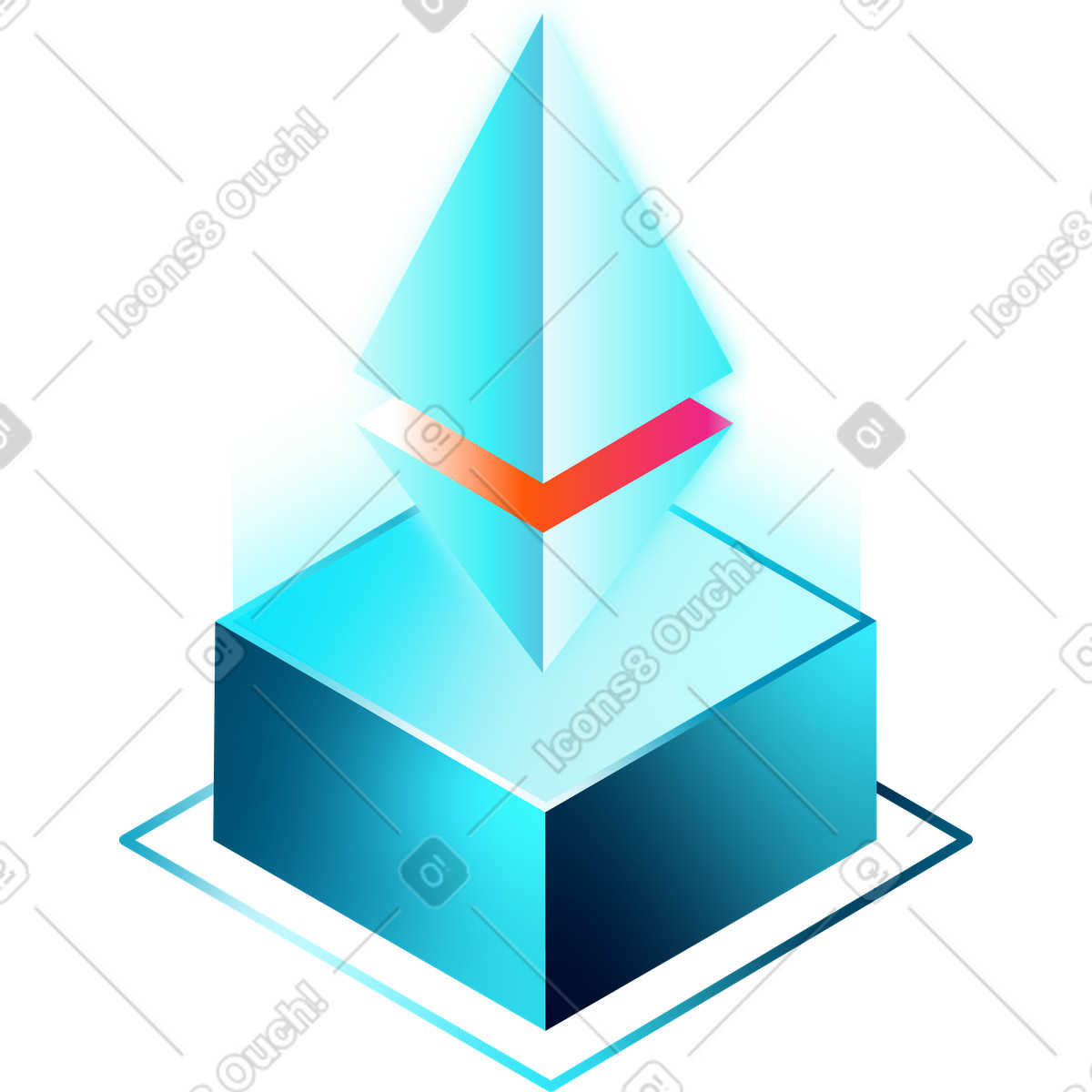 Isometric ethereum icon illustration in PNG, SVG