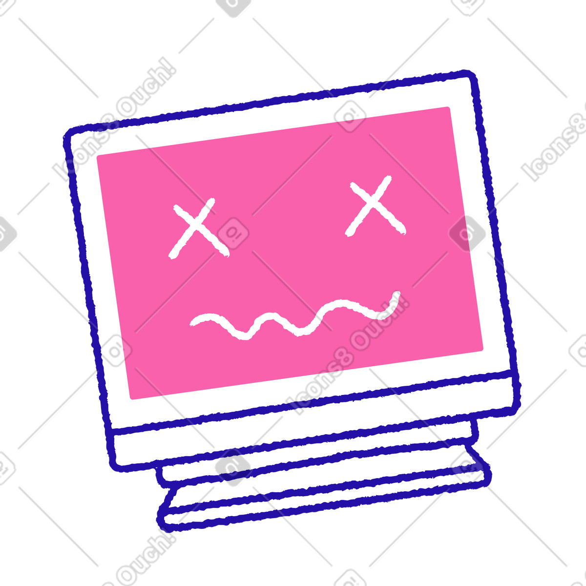 Computer with error screen illustration in Whimsy style download in PNG, SVG