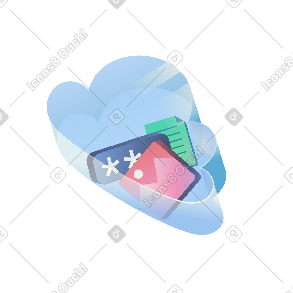 Ilustración Online cloud storage for encrypted file and password management en estilo Beam a descargar en PNG y SVG
