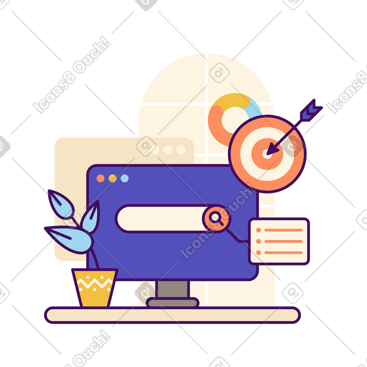 Ilustración Optimización de sitios web seo y barra búsqueda en estilo Simplistic a descargar en PNG SVG