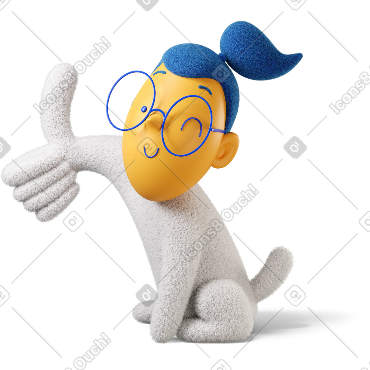 Ammiccante ragazza che mostra il pollice in su girato a sinistra illustrazione stile 3D Buddy scarica PNG, SVG