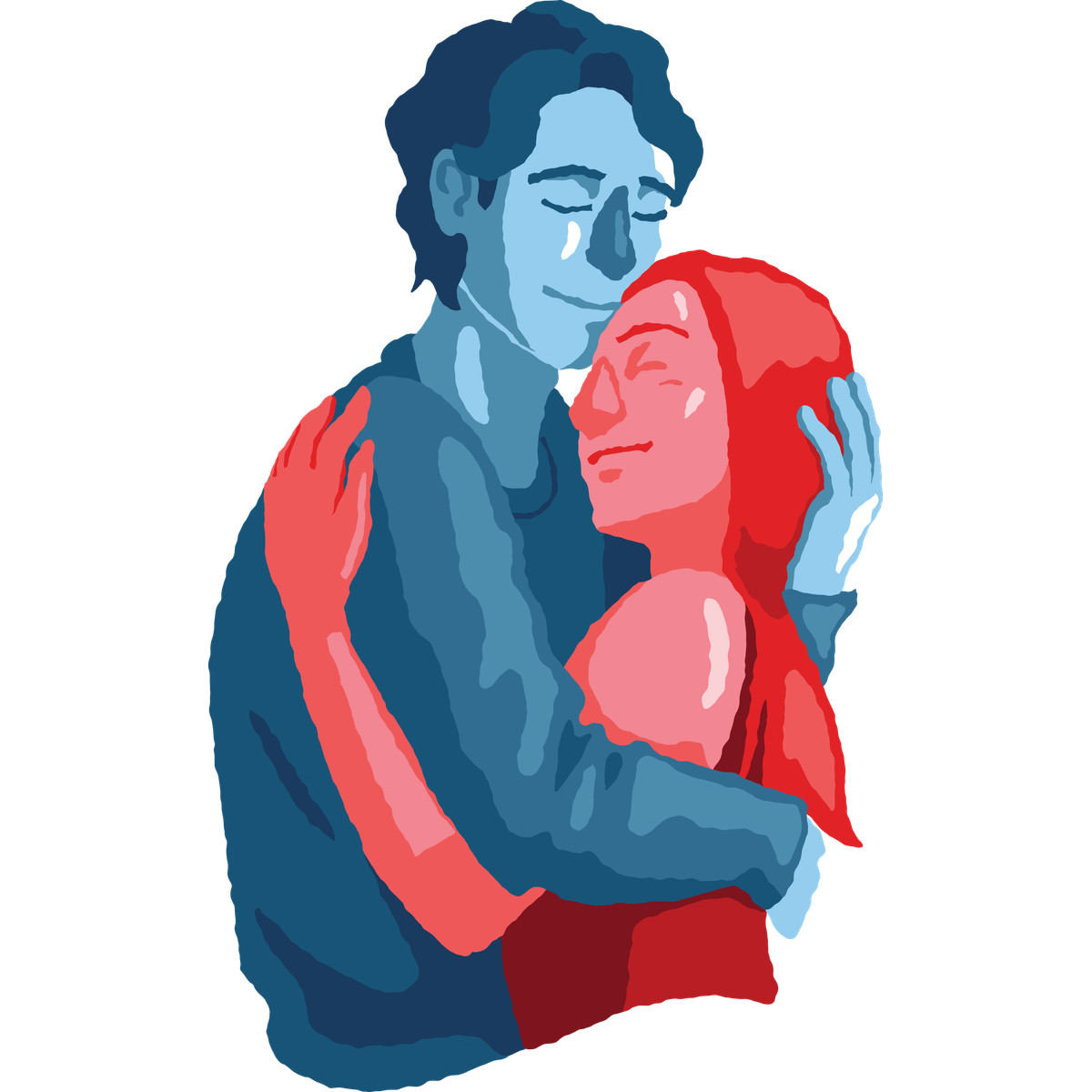 Cherry スタイルの Man and woman couple hugging のイラストをPNG、SVG形式でダウンロード