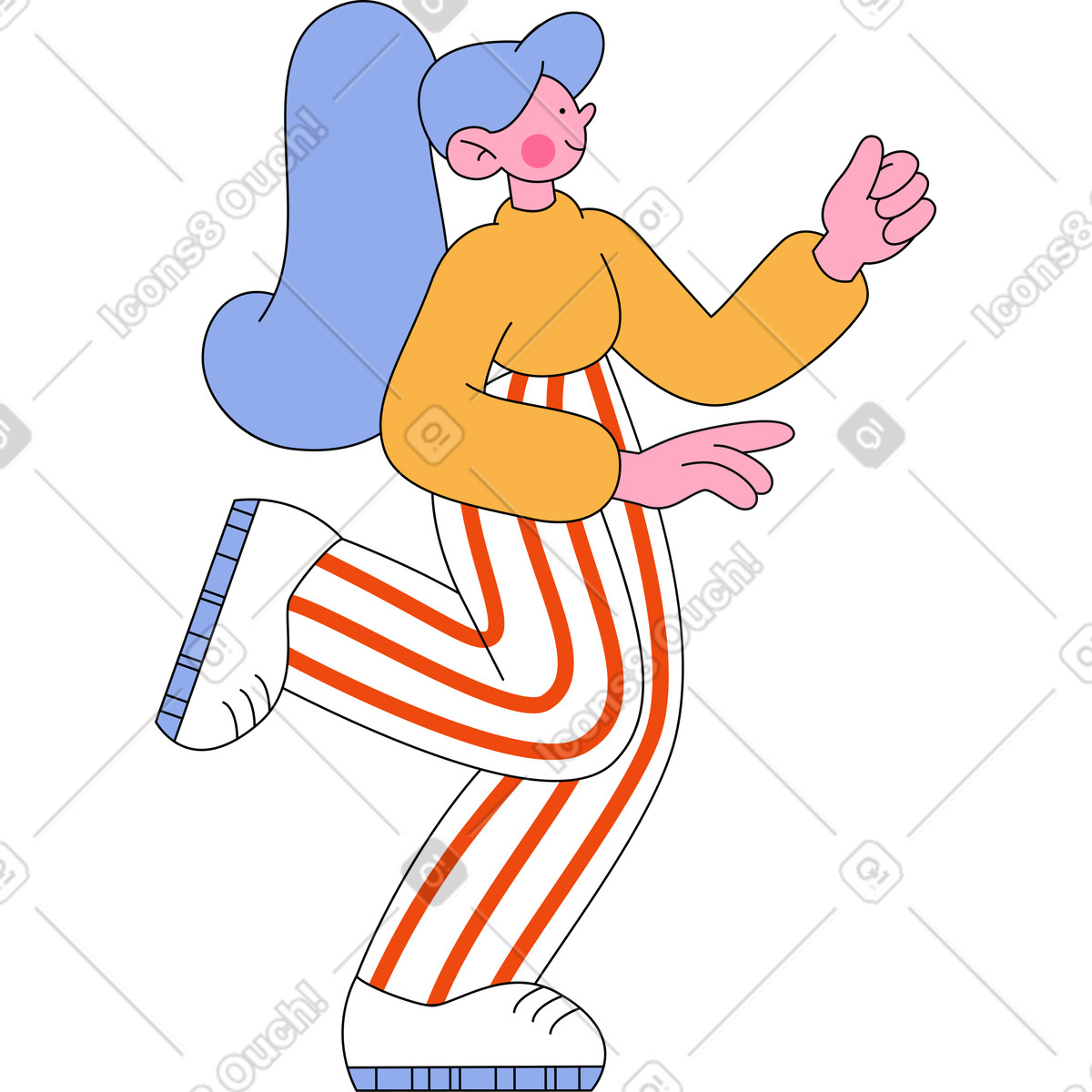 Ilustração de Garota caminhando em no estilo Bloom para baixar em PNG, SVG